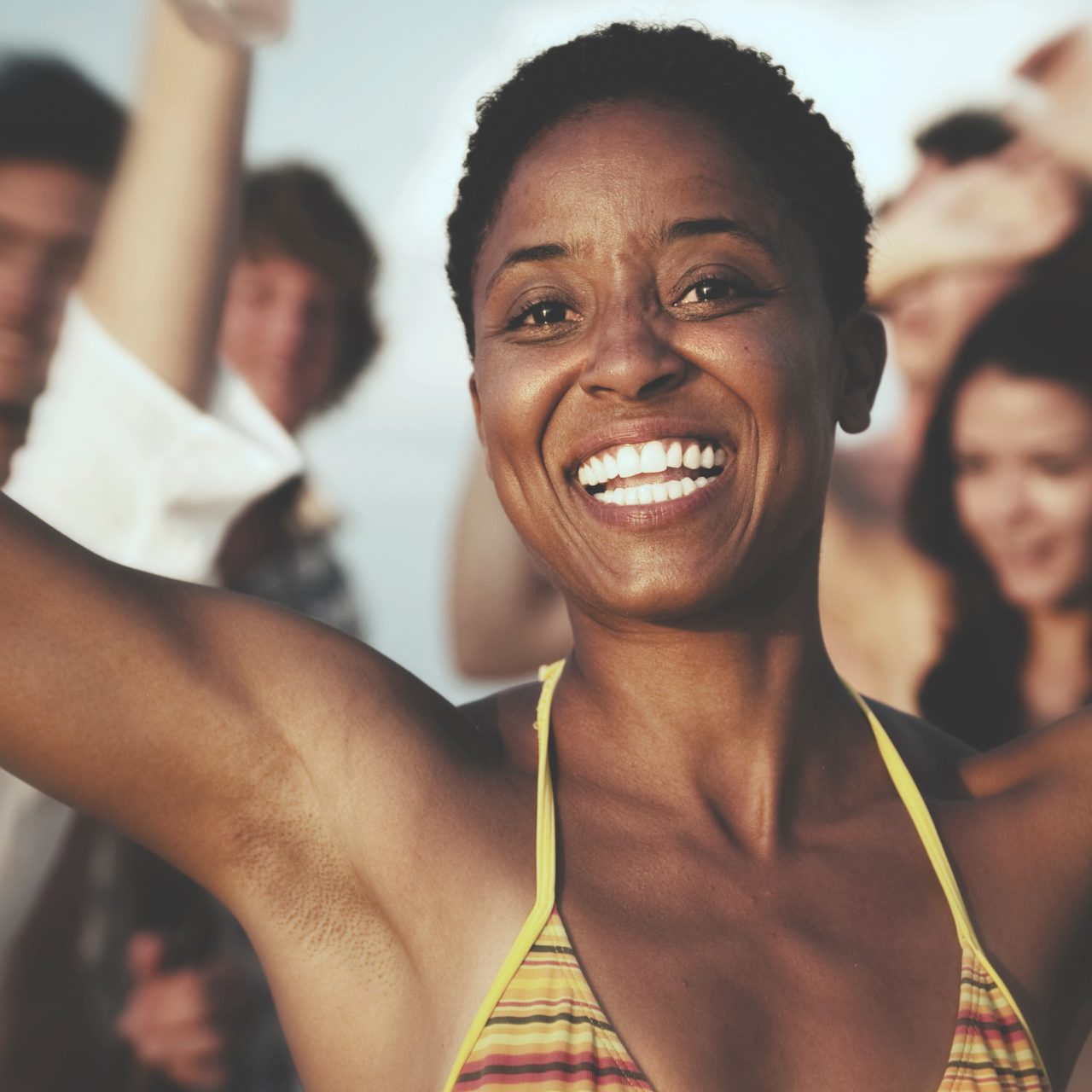 People Beach Enjoyment Fun Summer Friendship Concept